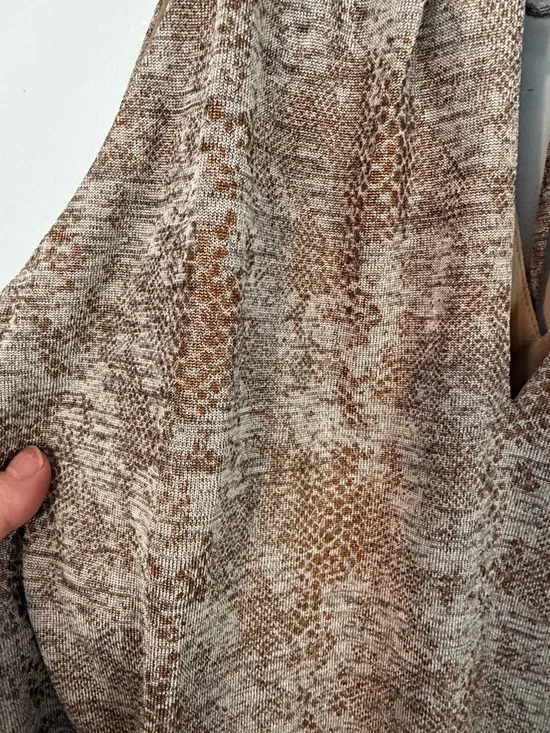 White House Black Market Taupe Brown/Copper Printed Tie-Waist Mini Dress - Picture 2 of 5